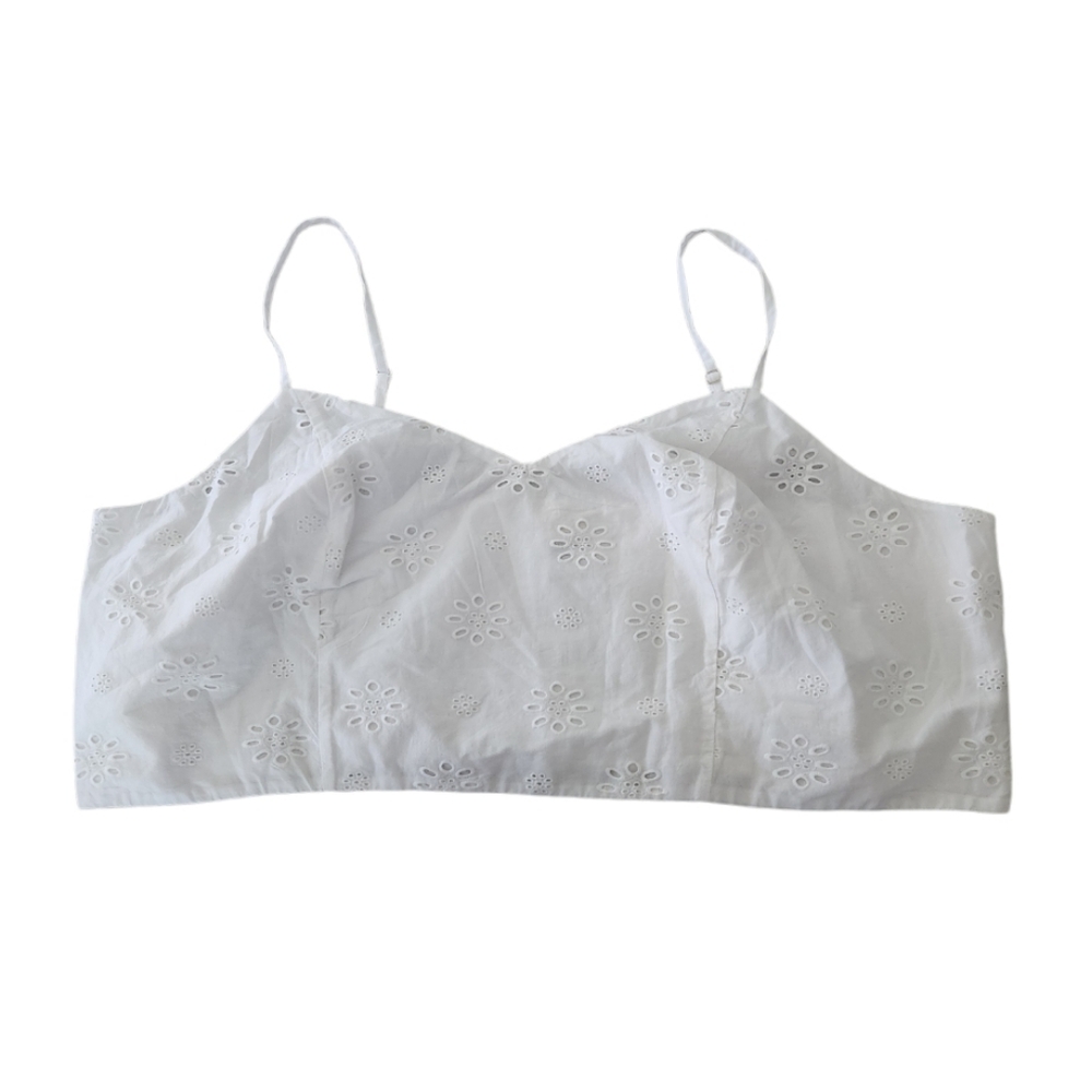 WHITE EYELET CROP TOP SZ 4X NWT
